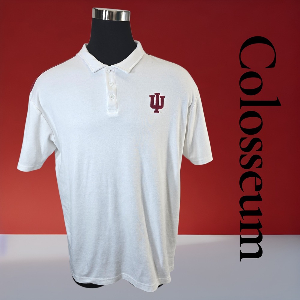 Colosseum Indiana University‎ Polo XXL White Cotton Blend IU Hoosiers Athletic